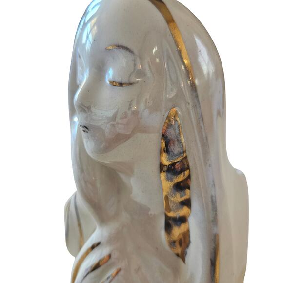 Vintage Madonna Bust Planter Lady Head Vase Religious Planter - Picture 3 of 11